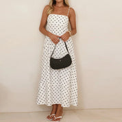 Dominique Lavergne | Brown Polka Dot Maxi Slip Dress