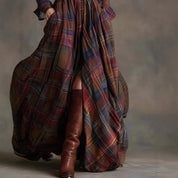 Constance Beaurivage | Tartan Plaid Maxi Shirt Dress with Belt