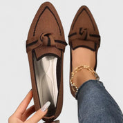 Perrine Saintclair | Blue Pointed Toe Knot Flat Loafers