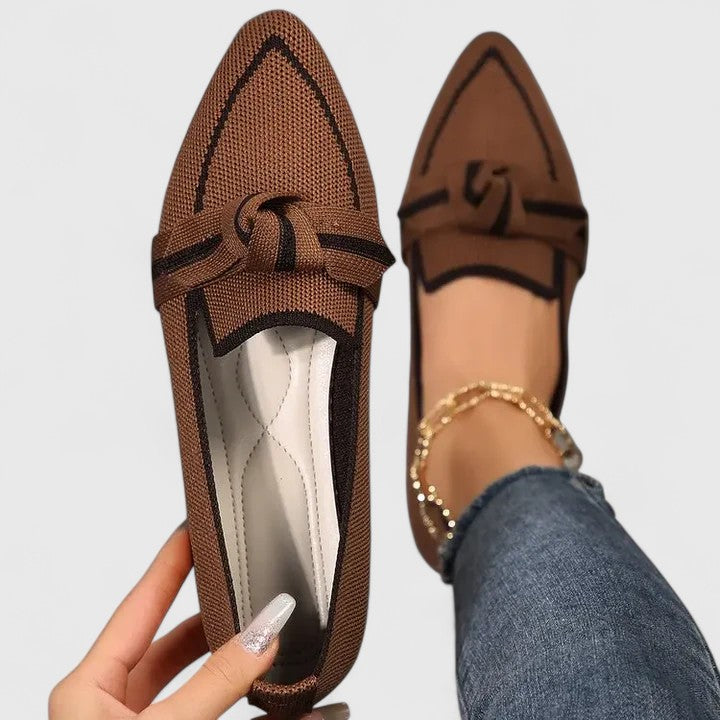 Perrine Saintclair | Blue Pointed Toe Knot Flat Loafers