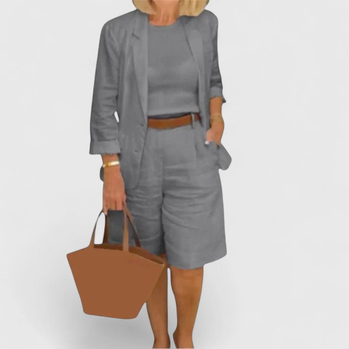 Fleur Montvallon | Coral Pink Linen Blazer & Shorts Matching Set