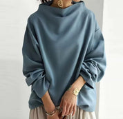 Elaine Montcourt | Oversized Mock Neck Sweatshirt in Black