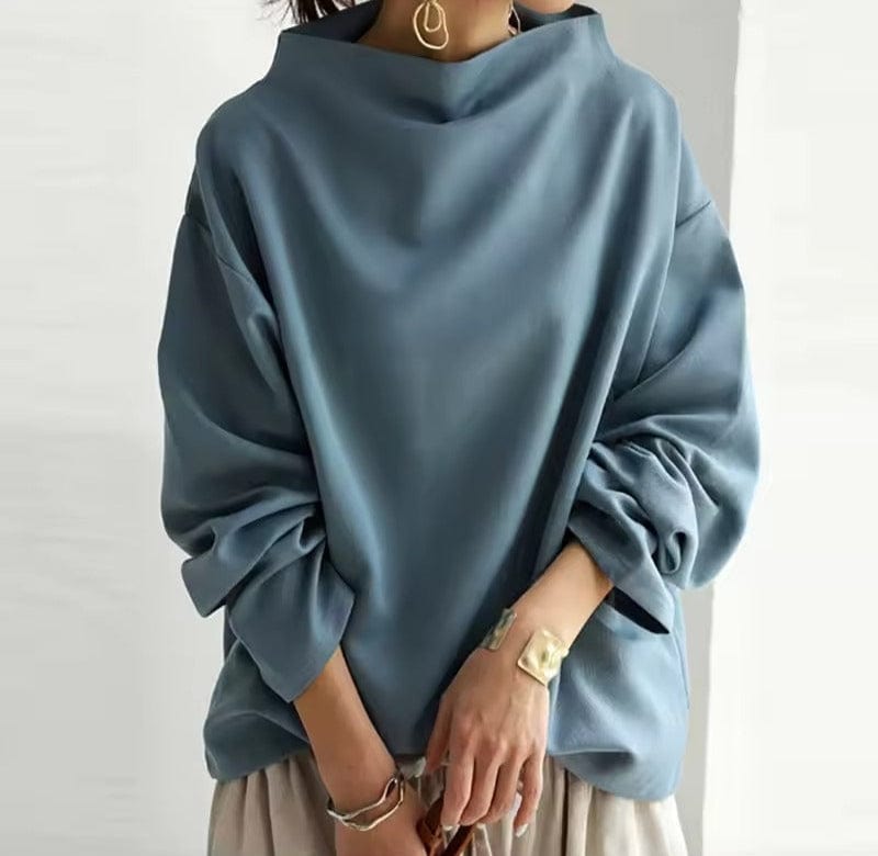 Elaine Montcourt | Oversized Mock Neck Sweatshirt in Black