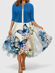 Adelaide Fontverre | White Floral Midi A-Line Dress