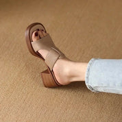 Felicity Armand | Black Leather Block Heel Mule Sandals