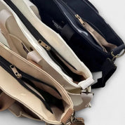 Cecilia Montfort | Beige Canvas Tote Shoulder Bag with Multi-Pockets