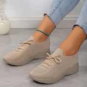 Natalie Wrenthorpe | Black Knit Lace-Up Ortho Sneakers