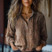 Rosalind Wentworth | Vintage Floral Print Long Sleeve Button-Down Shirt