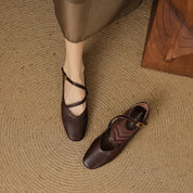 Amélie Vosburgh | Tan Leather Mary Jane Flats