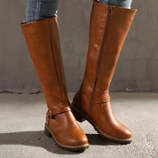 Renée Ashbourne | Women's Black Knee-High Buckle Boots