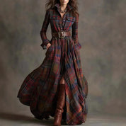 Constance Beaurivage | Tartan Plaid Maxi Shirt Dress with Belt