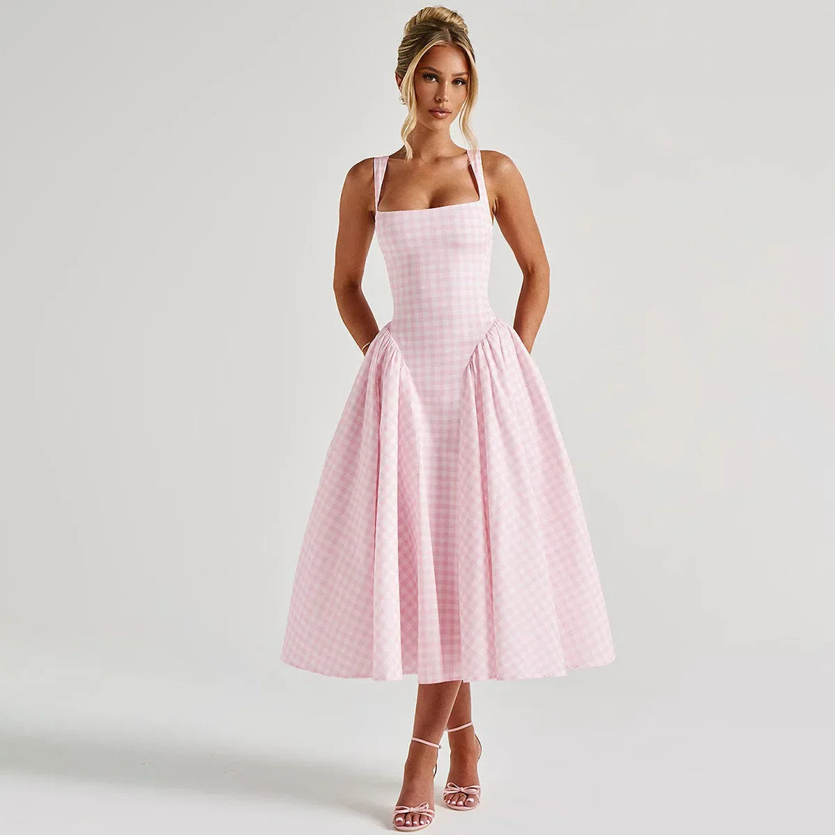 Aurore Kingsleigh | Yellow Gingham Midi A-Line Sundress