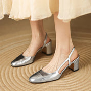 Paulette Ashgrove | Tan Leather Block Heel Slingback