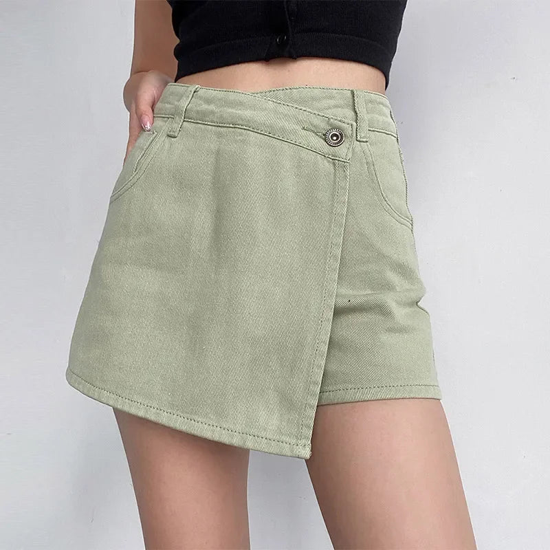 Marceline Ashcroft | Blue Denim Crossover Mini Skort