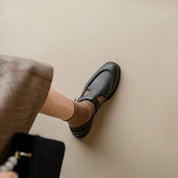 Marguerite Holloway | Black T-Strap Mary Jane Shoes with Low Block Heel