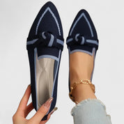 Perrine Saintclair | Blue Pointed Toe Knot Flat Loafers