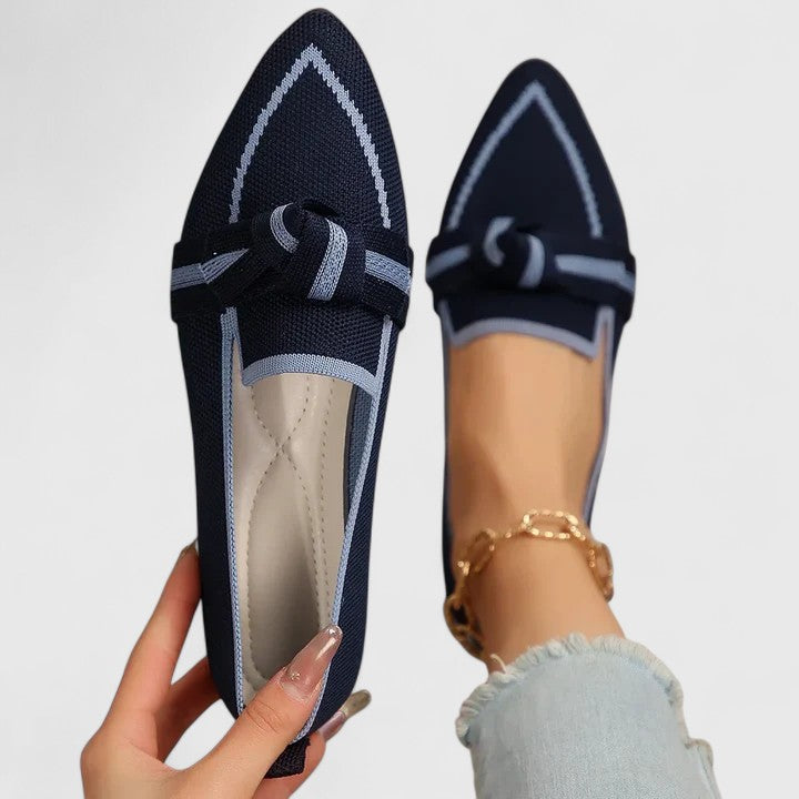 Perrine Saintclair | Blue Pointed Toe Knot Flat Loafers