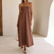 Dominique Lavergne | Brown Polka Dot Maxi Slip Dress