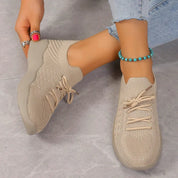 Natalie Wrenthorpe | Black Knit Lace-Up Ortho Sneakers