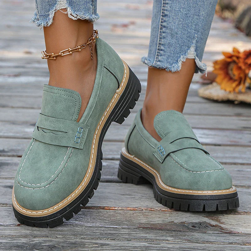 Mariette Coldwell | Tan Suede Platform Loafers for Women