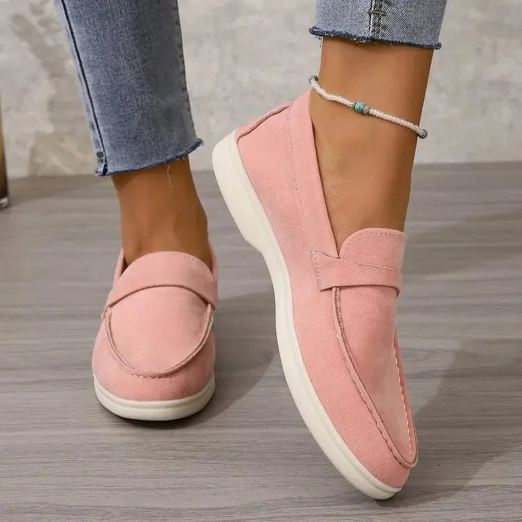 Séraphine Wentworth | Grey Suede Slip-On Loafers for Women