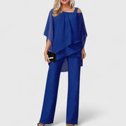 Aurelie Marchand | Burgundy Chiffon Two-Piece Pant Set
