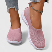 Clotilde Faversham | Purple Knit Slip-On Flat Sneakers