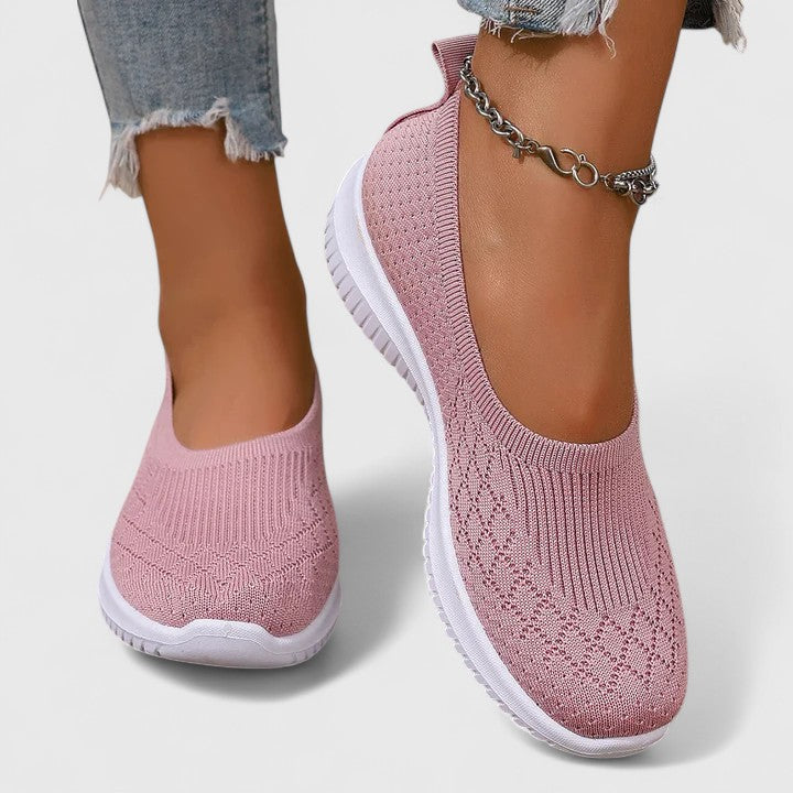 Clotilde Faversham | Purple Knit Slip-On Flat Sneakers