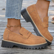 Mariette Coldwell | Tan Suede Platform Loafers for Women