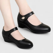 Arabella Stonebridge | Cream Wedge Mary Jane Shoes