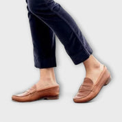 Aurelie Stonecroft | Classic Beige Suede Penny Loafers