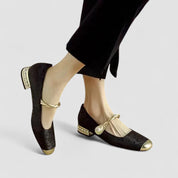 Odette Villeneuve | Green Orthopedic Mary Jane Low Heels