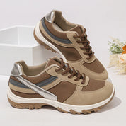 Philippa Davenport | Leather Patchwork Platform Sneakers in Khaki