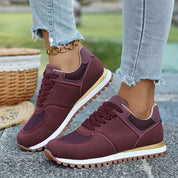 Beatrix Holloway | Lace-Up Mesh Sneakers in Navy, Beige & Burgundy