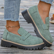 Mariette Coldwell | Tan Suede Platform Loafers for Women