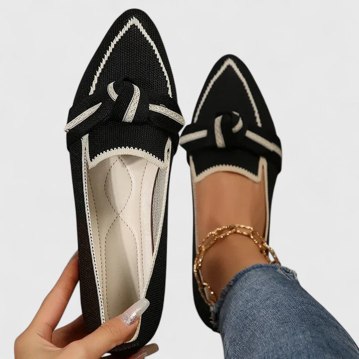 Perrine Saintclair | Blue Pointed Toe Knot Flat Loafers