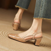 Paulette Ashgrove | Tan Leather Block Heel Slingback