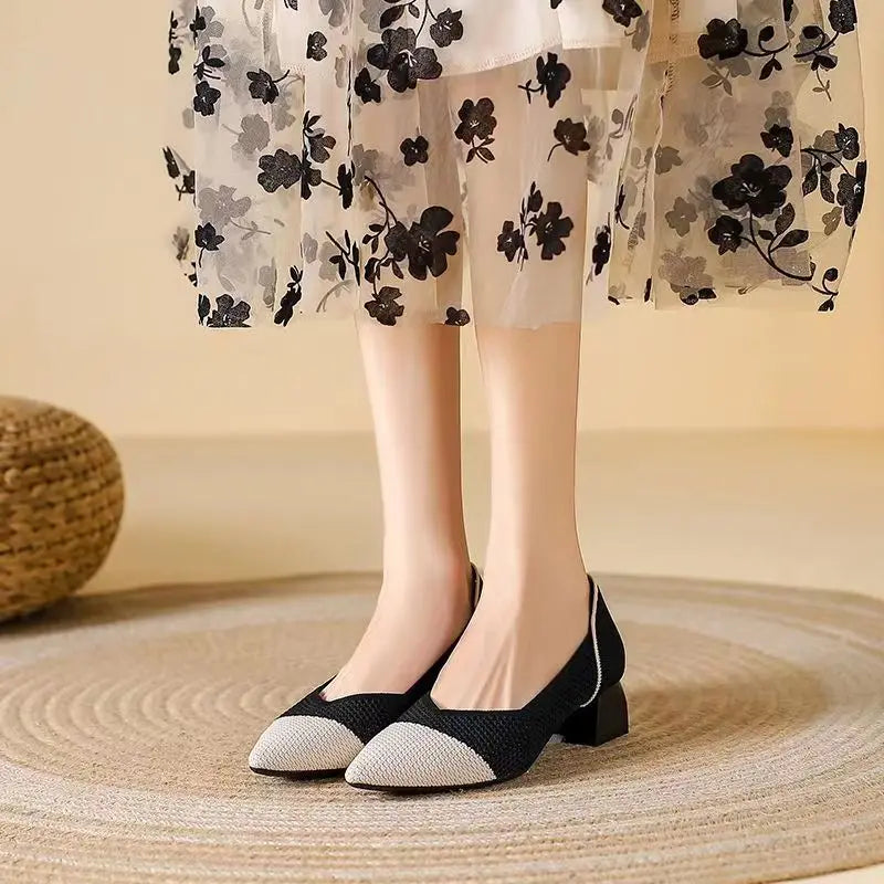 Lysette Carmichael | Leopard Print Knit Block Heel Pumps