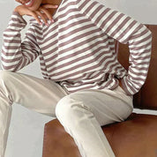 Céleste Ravenhill | Navy & White Striped Long-Sleeve Knit Top