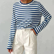 Céleste Ravenhill | Navy & White Striped Long-Sleeve Knit Top