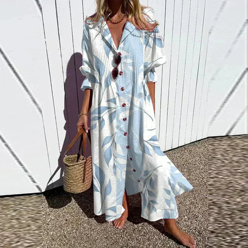 Lucinda Marchetti | Colorful Floral Print Maxi Dress with V-Neck