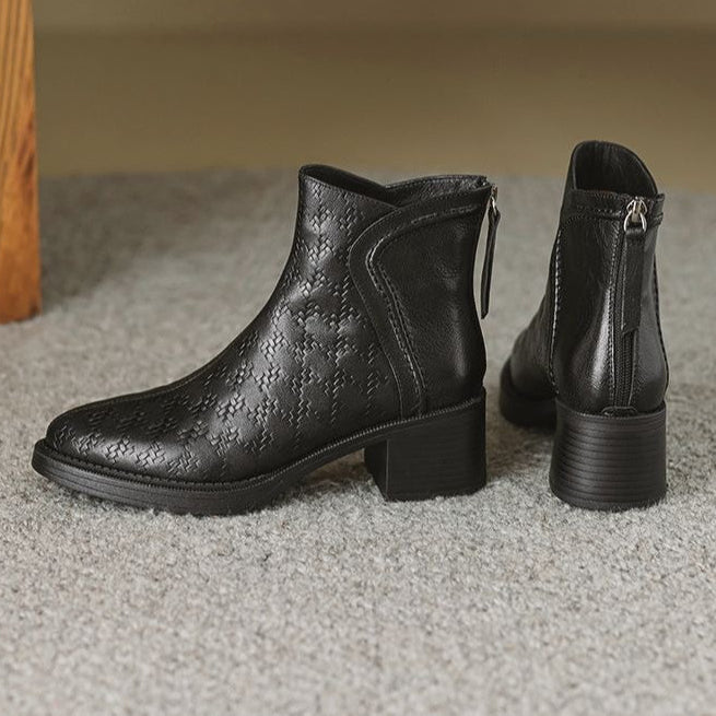 Rosetta Kingsford | Houndstooth Ankle Boots with Block Heel