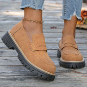Mariette Coldwell | Tan Suede Platform Loafers for Women