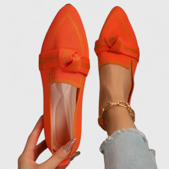 Perrine Saintclair | Blue Pointed Toe Knot Flat Loafers