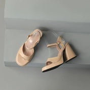 Éloïse Chantbourne | Yellow Patent Block Heel Sandals