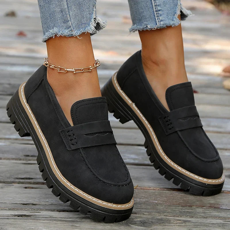 Mariette Coldwell | Tan Suede Platform Loafers for Women