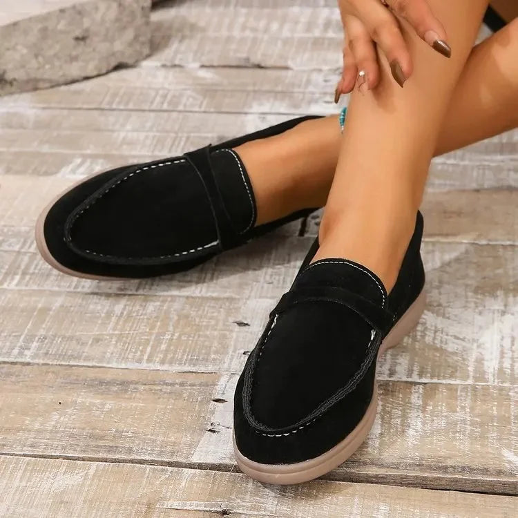 Séraphine Wentworth | Grey Suede Slip-On Loafers for Women
