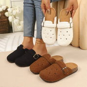 Elspeth Duvernay | Fleece Clog Slippers with Cork Sole