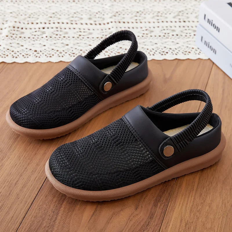 Théodore Blanchard | Beige Mesh Slip-On Clogs with Heel Strap