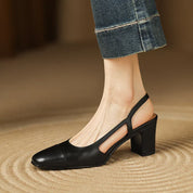 Paulette Ashgrove | Tan Leather Block Heel Slingback